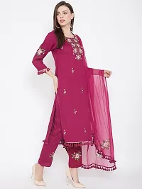 Straight Maroon  Rayon Kurta, Bottom and Dupatta Set-thumb2