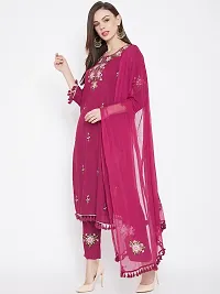 Straight Maroon  Rayon Kurta, Bottom and Dupatta Set-thumb3