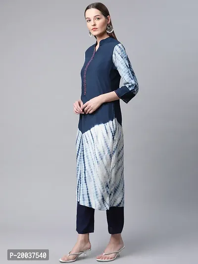 Straight Blue  Art Silk Kurta, Bottom Set For Women-thumb4