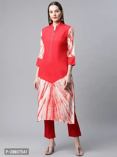 Straight Red  Art Silk Kurta, Bottom Set For Women