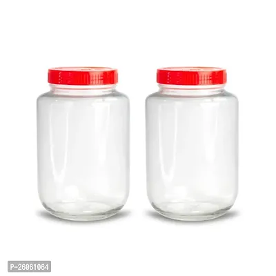 Round JAR Plastic RED Lid for Kitchen Storage - RED CEP 1 litre (pack of 2)