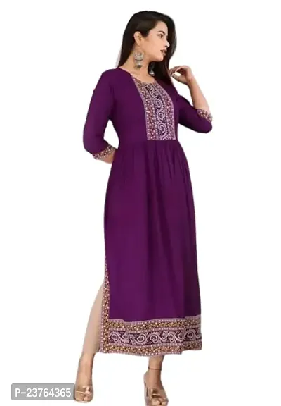 Rajasthani Jaipuri Kurti Rayon Stylish Front Embroidery Round Neck Kurta