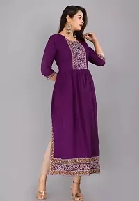 Rajasthani Jaipuri Kurti Rayon Stylish Front Embroidery Round Neck Kurta-thumb1