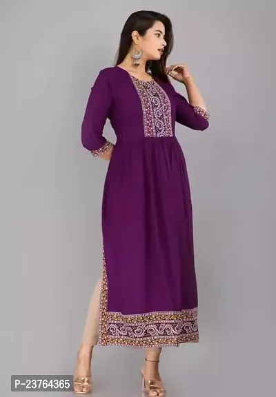 Rajasthani Jaipuri Kurti Rayon Stylish Front Embroidery Round Neck Kurta-thumb2