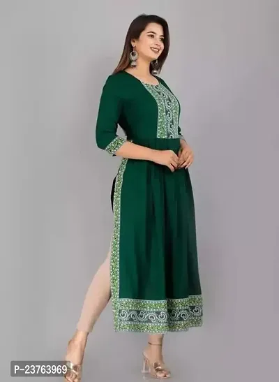 Rajasthani Jaipuri Kurti Rayon Stylish Front Embroidery Round Neck Kurta-thumb2