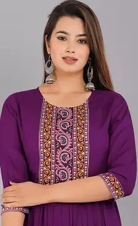 Rajasthani Jaipuri Kurti Rayon Stylish Front Embroidery Round Neck Kurta-thumb3