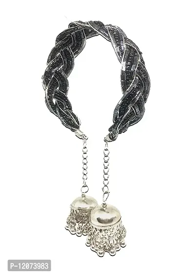 Quarya Oxidised Beads Bangle Bracelet Kadda with Jhumki Latkan Tassels Charms Adjustable Traditional Churi Stylish Latest Fashion Trend for Girls and Women