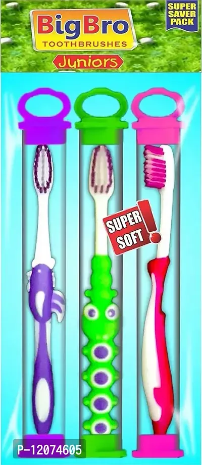 BigBro Kids Toothbrush Extra Soft Bristle with Cover Cartoon Shape Designer Fancy Super Saver Combo for Children For Boys and Girls (Ages 2+) (Set of 3) Multicolor