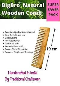 BigBro Natural Wooden Comb Wide Teeth for Women and Men | Organic Antibacterial Hair Dandruff Remover Styling Comb | Handcrafted (Super Saver Pack of 1Combs + 2 Velvet Hair Scrunchies)-thumb2