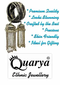 Quarya Bangle Bracelet Oxidised Black Beads Traditional Kadda with Jhumki Latkan Tassels Charms Hangings Adjustable Churi for Women and Girls (1pc Gift Pack)-thumb1