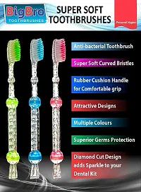 BigBro Toothbrush Soft Bristle Crystal with Cover for Men and Women (Set of 3)-thumb2