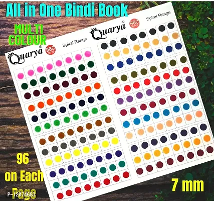 Quarya Bindi Bindiya Kumkum Colourful Forehead Sticker Simple Plain Round Multicolour Maroon Spiral Bindis Booklet For Women Girls Ladies (Gift pack of 960 Bindis Book plus 3 Printed Scrunchies)-thumb5