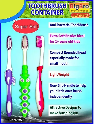 BigBro Kids Toothbrush Extra Soft Bristle with Cover Cartoon Shape Designer Fancy Super Saver Combo for Children For Boys and Girls (Ages 2+) (Set of 3) Multicolor-thumb3