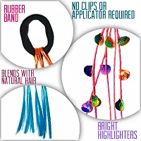 Quarya Rubber Band Hairbands with Artificial Hair Streaks Bright Colored Highlighter Synthetic Hair Extensions for Highlighting for Girls and Women (Pack of 6 )-thumb3