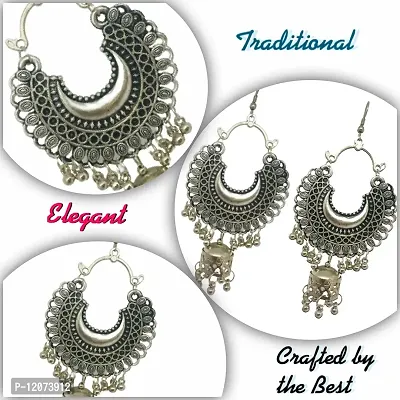 Quarya Bangle Oxidised Bracelet Kadda with Jhumki Latkan Tassels Charms Hangings Adjustable Churi with Earings for Women and Girls (Combo Gift Pack)-thumb5