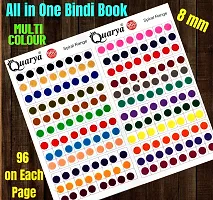 Quarya Bindi Bindiya Kumkum Colorful Forehead Sticker Golden Stone Studded and Simple Plain Round Maroon Spiral Booklet For Women, Girls and Ladies (Pack of 960 Bindis Book plus 3 Printed Scrunchies)-thumb3