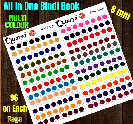 Quarya Bindi Bindiya Kumkum Colorful Forehead Sticker Golden Stone Studded and Simple Plain Round Maroon Spiral Booklet For Women, Girls and Ladies (Pack of 960 Bindis Book plus 3 Printed Scrunchies)-thumb4