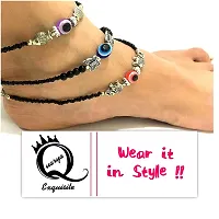 Quarya Black Anklet Evil Eye Thread Knot Kala Dhaga Nazariya Payal with Beads and Oxidised Charms Adjustable Chain for Girls and Women (Pack of 3 Different Anklets)-thumb4