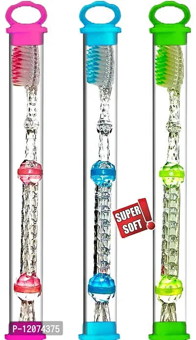 BigBro Toothbrush Soft Bristle Crystal with Cover for Men and Women (Set of 3)-thumb0