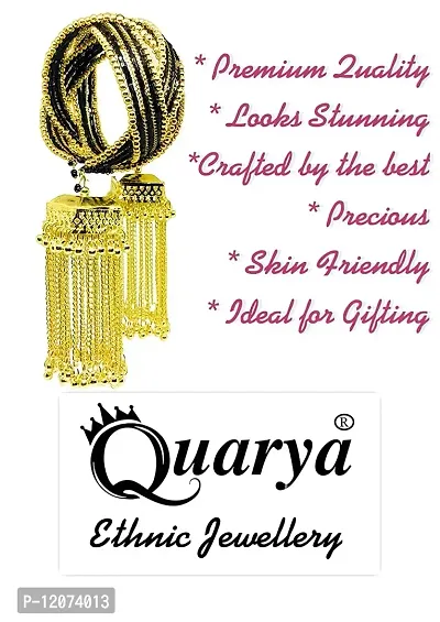 Quarya Bangle Oxidised Beads Traditional Bracelet Kadda Chuddi with Jhumki Latkan Tassels Charms Golden Black Colour for Girls and Women-thumb2