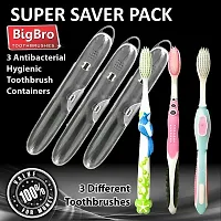 BigBro Toothbrush Extra Soft Bristles with Case Cover for Adults Men and Women Multicolour (Super Saver Combo Set of 3)-thumb1