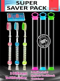 BigBro Toothbrush Soft Bristle Crystal with Cover for Men and Women (Set of 3)-thumb1