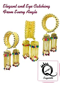 Quarya Oxidised Golden Bangle Bracelet Kadda with Jhumki Latkan Tassels Charms Adjustable Churri Stylish Latest Fashion Trend for Girls and Women (1 pc. Gift Wrapped Box)-thumb2