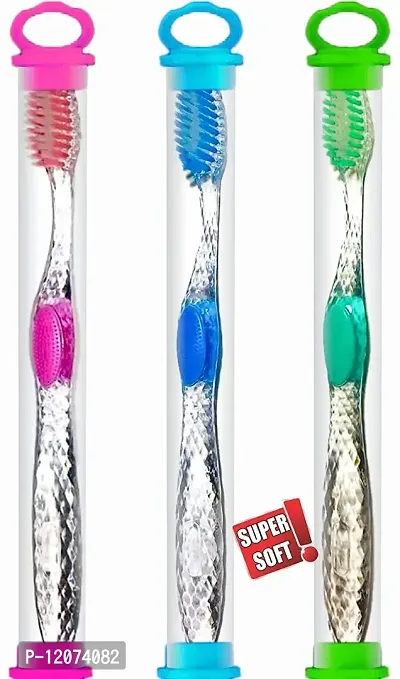 BigBro Toothbrush Soft Bristle Transparent with Cover (Super Saver Pack of 3)-thumb0