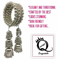 Quarya Bangle Oxidised Bracelet Kadda with Jhumki Latkan Tassels Charms Hangings Adjustable Churi with Earings for Women and Girls (Combo Gift Pack)-thumb2