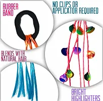 Quarya Rubber Band Hairbands with Artificial Hair Streaks Bright Coloured Highlighter Synthetic Hair Extensions for Highlighting with Beads Hair Accessories for Girls and Women (Pack of 3)-thumb3