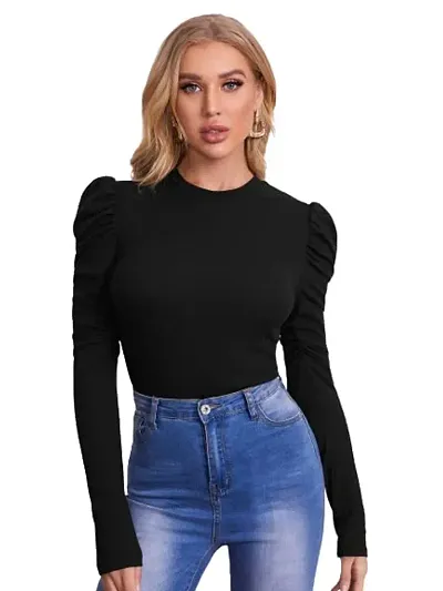 PRITHS Ribbed Puff Full Sleeve top