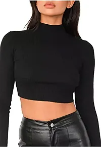 PRITHS Women's Slim Fit Crop Top (PRITHS-67_Black_S)-thumb3