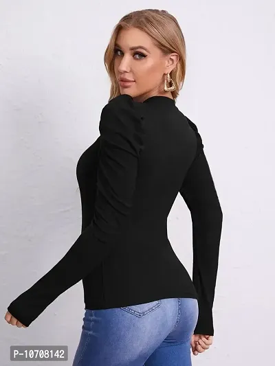 PRITHS Ribbed Puff Full Sleeve top-thumb3