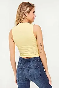 PRITHS Yellow Mock Neck Crop top-thumb1