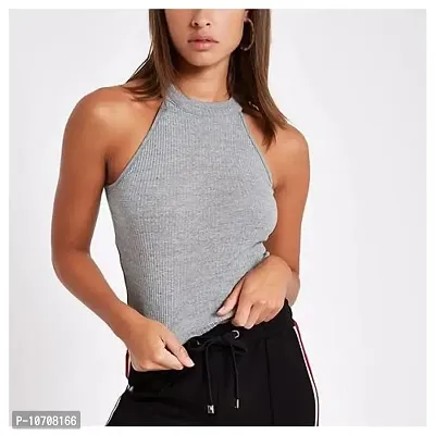 PRITHS Gray holterneck Crop top-thumb2