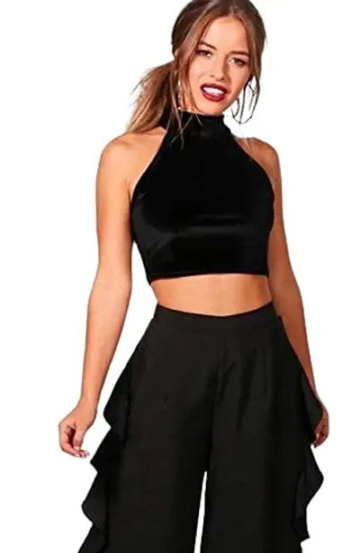 PRITHS Velvet Holter Neck Crop top (Small)