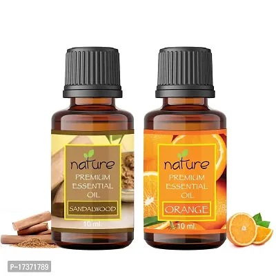 Nature Sandalwood Orange Essential Oil Set Organic Pure for Sandalwood Essential Oil for Diffuser  Aromatherapy Orange Oil - (10 ML Each)-thumb0