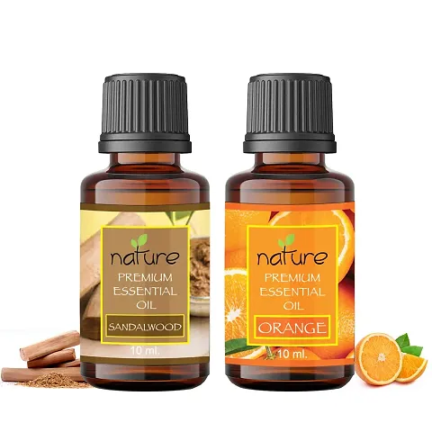 Nature Sandalwood Jasmine Essential Oil Set Organic Pure for Sandalwood Essential Oil for Diffuser & Aromatherapy Jasmine Oil - (10 ML Each)