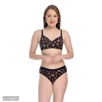 Buy CREATIVE POINT Cotton Blend Panty Lightly Padded Bras Set for