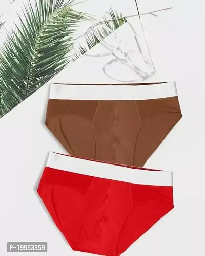 Stylish Brown And Red Cotton Blend Briefs For Men 2