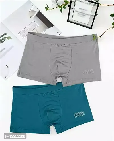 Stylish Grey And Blue Cotton Blend Briefs For Men 2