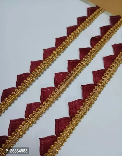 Mandir Atha Maroon Colour Samosa Lace 9 Mtr-thumb0