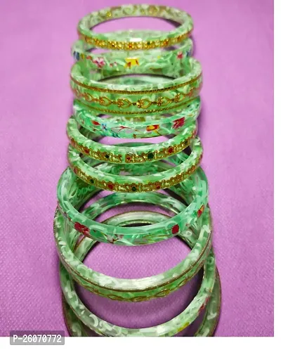 Elegant Green Plastic Bangles For Women-thumb0