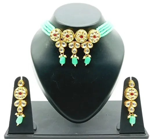 Trendy Designer Alloy Kundan Choker Jewellery Set