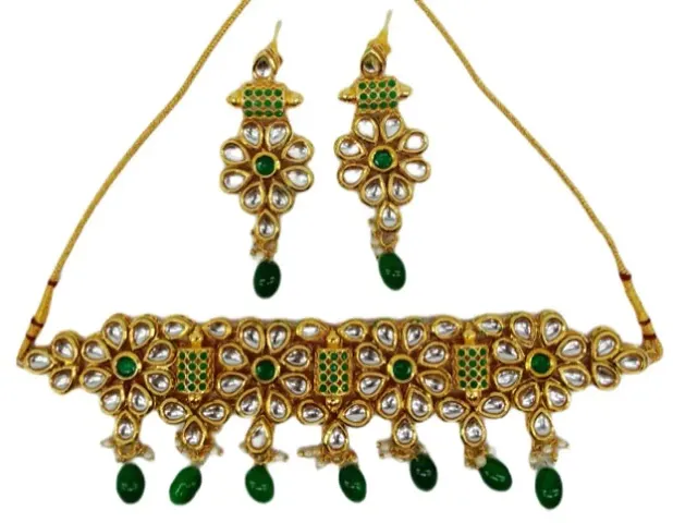 Beautiful Alloy Crystal Kundan Work Choker Jewellery Set