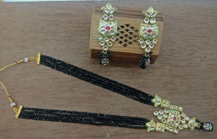 Fancy  Alloy Trendy Kundan Long Necklace Set