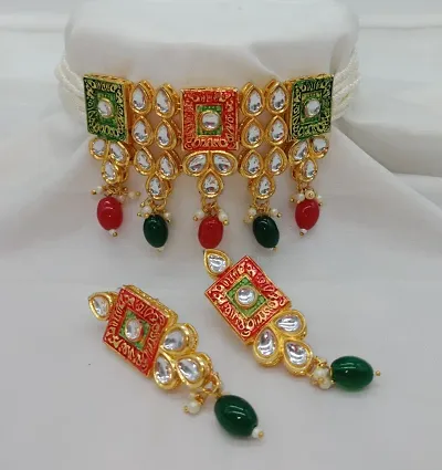 Designer Alloy Kundan Meenakari Beads Necklace Sets