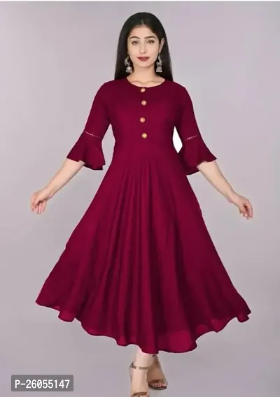 Beautiful Red Flared Rayon Kurta For Women-thumb0