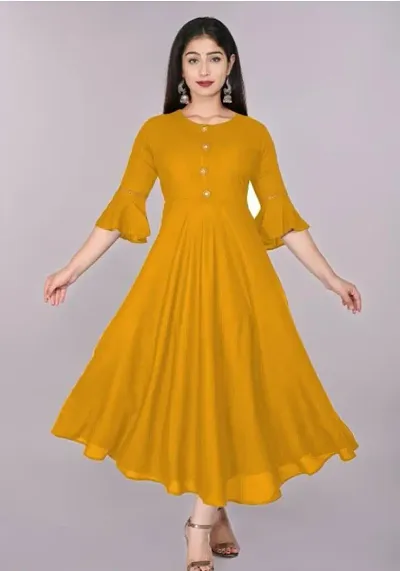 Fancy Solid Viscose Rayon Anarkali Kurta