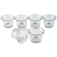 Glass Tealight / Votive Candle Holders for Home Decoration, Diwali, Wedding, Birthday, Christmas and Special Events - Set of 6 (Including 6 Tealight Candles)-thumb1
